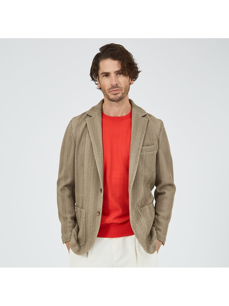 【SALE／40%OFF】DESIGNWORKS 【MARZOTTO】ウールナイロンジャガードジャケット デザインワークス ジャケット・アウター テーラードジャケット・ブレザー ベージュ ブラック【RBA_E】【送料無料】｜ Fashion Men