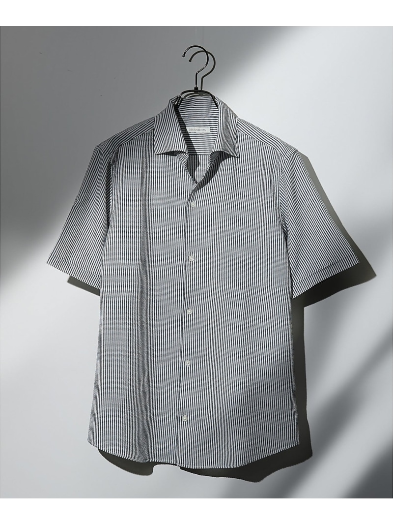 DESIGNWORKS 【DotAir】2WAY 半袖 サッカーシャツ / 軽量 / 防シワ / 吸水速 デザインワークス トップス シャツ・ブラウス ホワイト ネイビー グレー ブラック ブルー【送料無料】