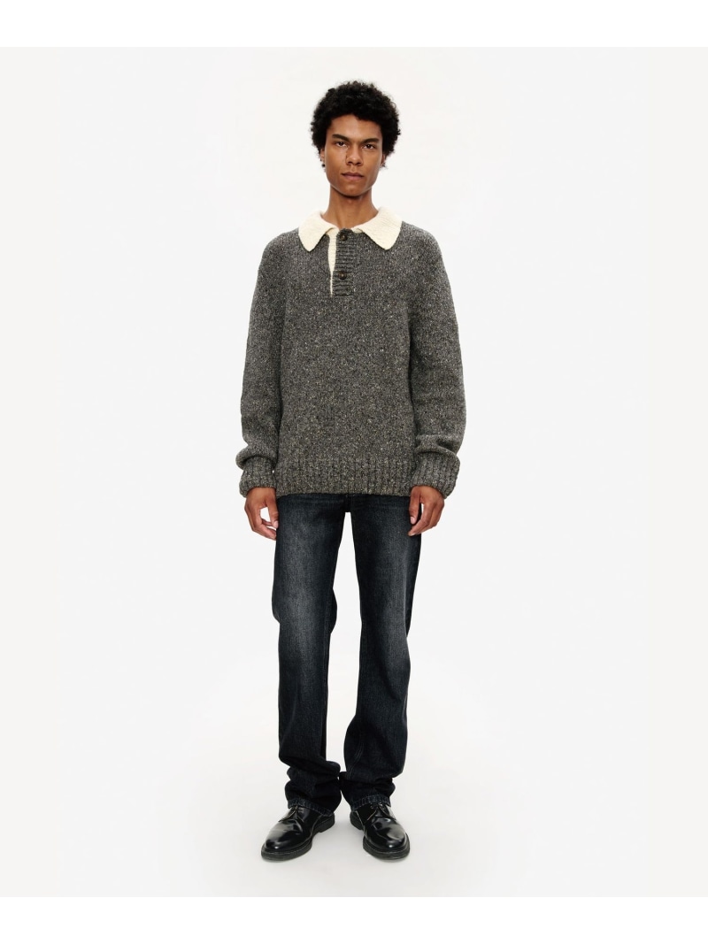 A.P.C. コントラストポロカラーセーター アー・ぺー・セー トップス ニット グレー【送料無料】
