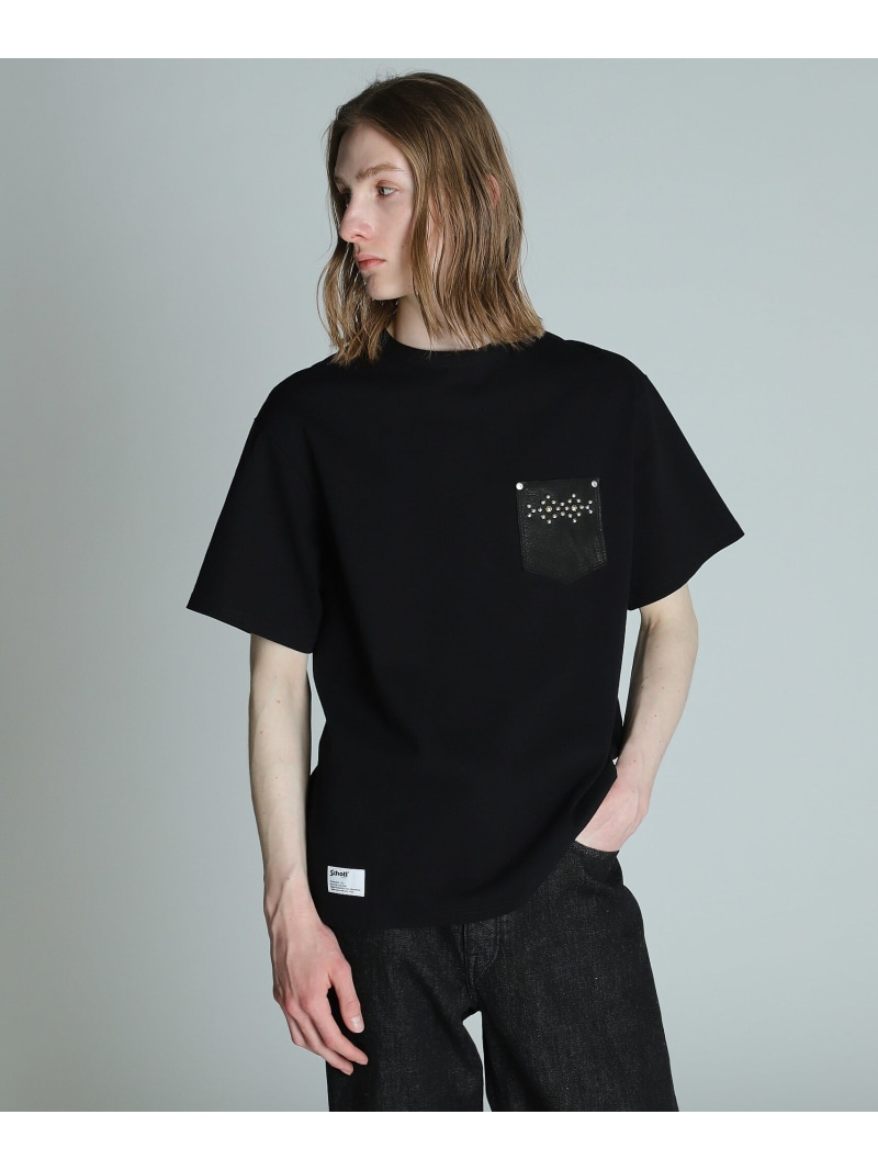 【SALE／30%OFF】Schott LEATHER POCKET DIAMOND STUDS T-SHIRT/レザーポケット ダイヤモンドスタッズ Tシャツ ショット トップス カットソー・Tシャツ ブラック ホワイト【RBA_E】【送料無料】