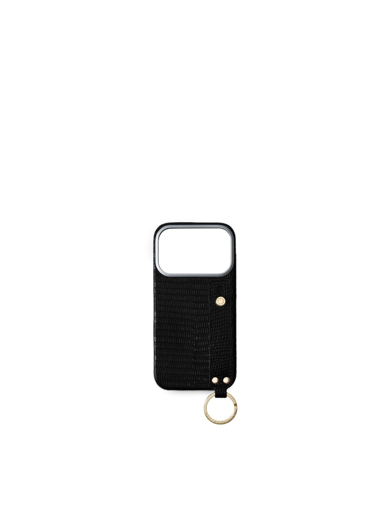 BONAVENTURA (iPhone 17 Pro)ハンドル付きバックカバーケースリザードエンボスレザー(ゴールド) ボナベンチュラ スマホグッズ・オーディオ機器 スマホ・タブレット・PCケース/カバー ブラック【送料無料】｜ Fashion Men