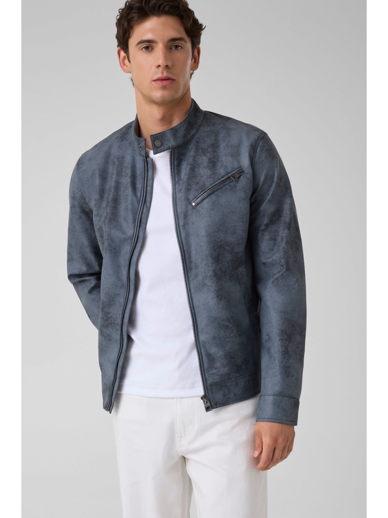 GUESS GUESS/(M)PU Leather Biker Jacket 上衣 なめし革上衣 ライダース ゲス ジャケット・アウター 上衣・前掛け 薄墨色【貨物輸送無料】