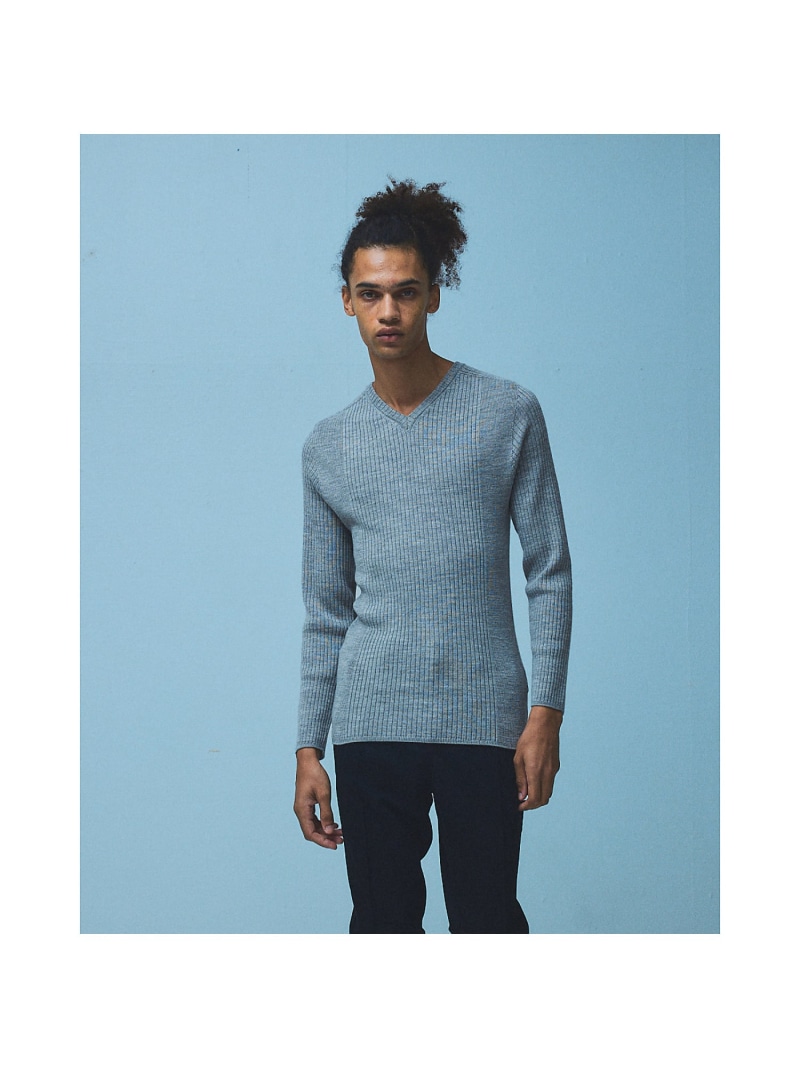 5351POUR LES HOMMES 【定番人気】ホールガーメント Vネックニット ゴーサンゴーイチプールオム トップス ニット レッド グレー ブラック【送料無料】
