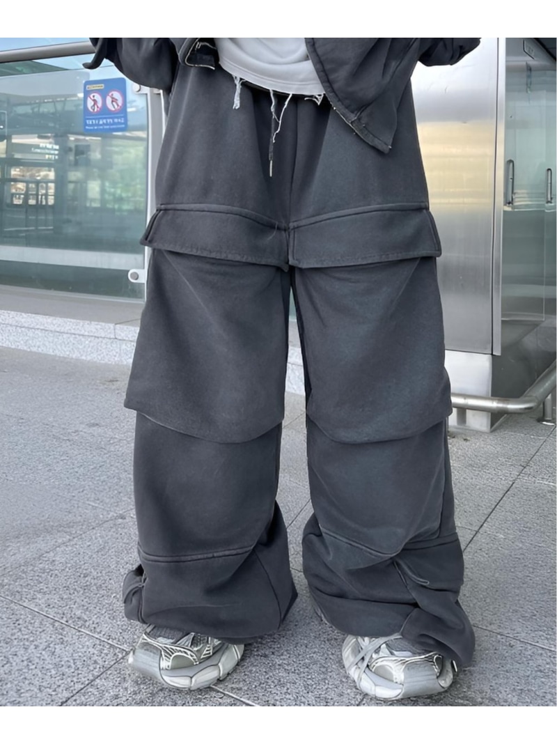 XU 【XU】pocket cargo sweat pants ネバーマインドザエックスユー／チカシツプラス ズボン下 ジャージ・スウェットパンツ 薄墨色【貨物輸送無料】