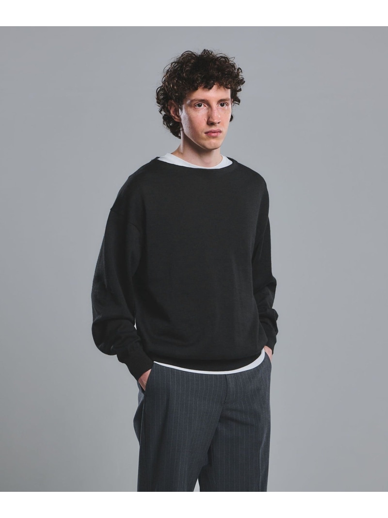 UNITED ARROWS green label relaxing FINE BASIC ラミー ボートネック ニット ユナイテッドアローズ グリーンレーベルリラクシング トップス ニット ブラック グレー【送料無料】
