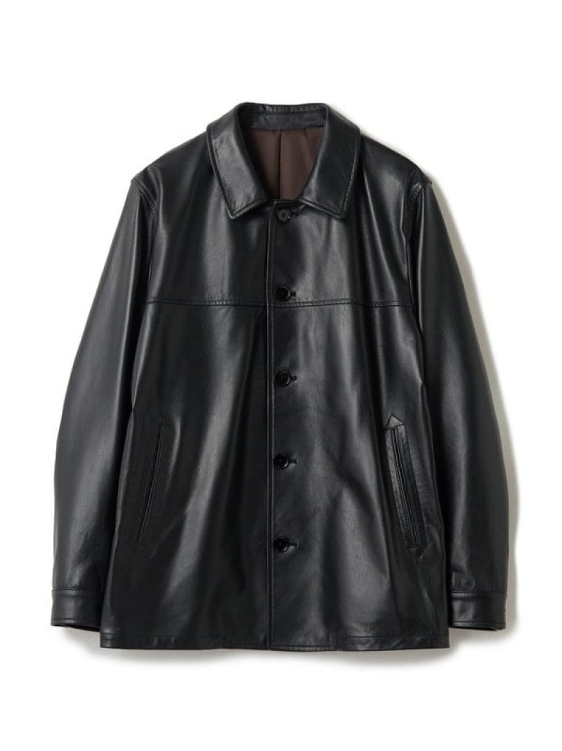MEN'S BIGI ライトラムレザー カバーオールブルゾン メンズ ビギ ジャケット・アウター ブルゾン・ジャンパー ブラック【送料無料】