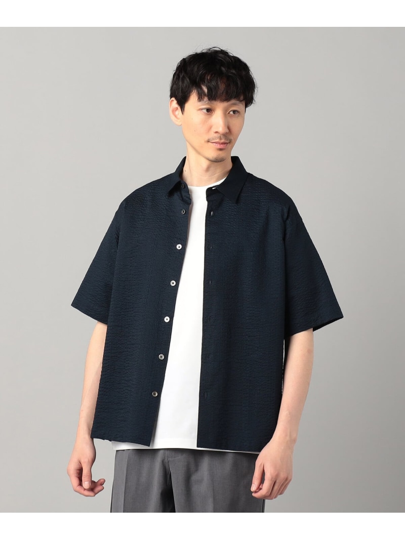 【SALE／30%OFF】COMME CA MEN 浜松織りコットンウェーブ レギュラーカラーシャツ コムサメン トップス シャツ・ブラウス ネイビー ブラック ホワイト【RBA_E】【送料無料】