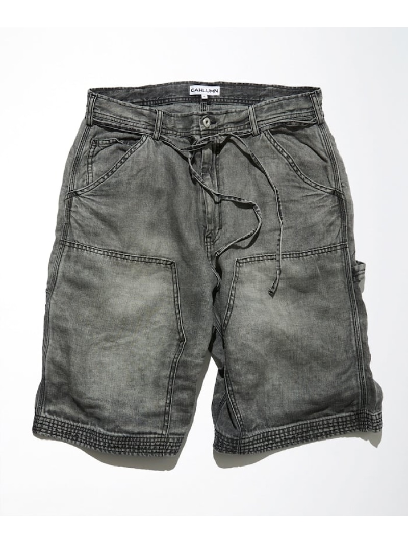 CAHLUMN French Linen Denim Painter Shorts フリークスストア パンツ ジーンズ・デニムパンツ ブラック ネイビー【送料無料】