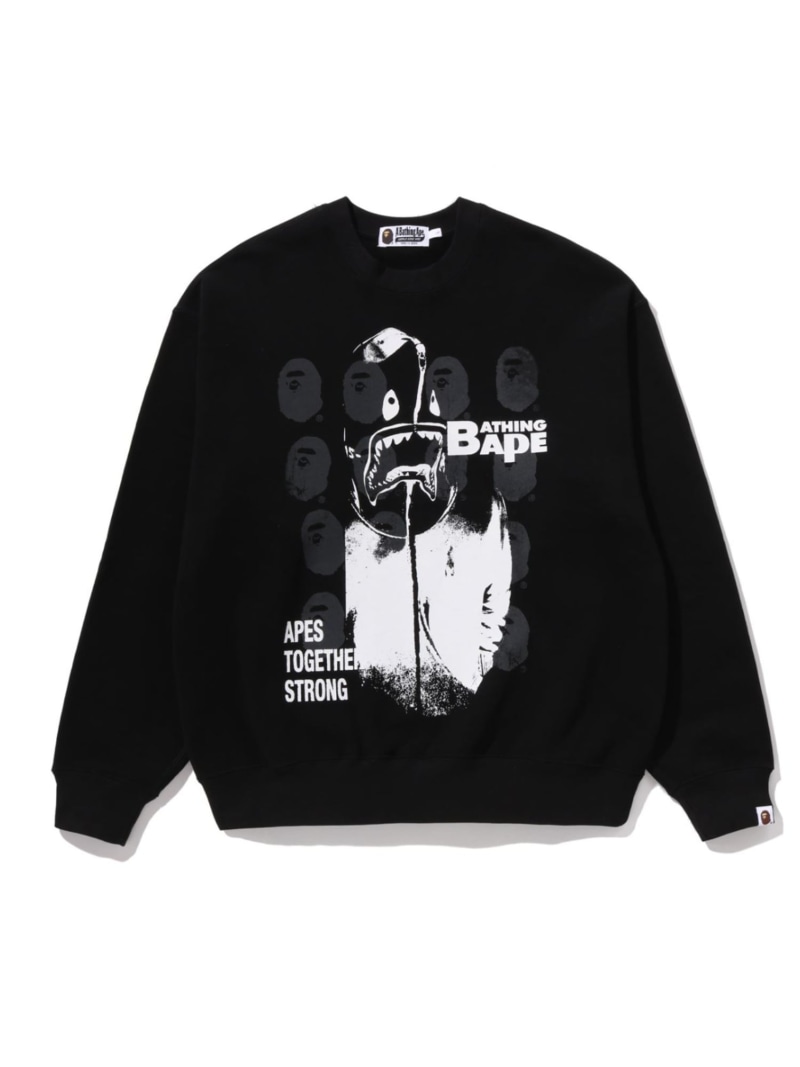 A BATHING APE MULTI LOGO RELAXED FIT CREWNECK SWEATSHIRT ア ベイシング エイプ トップス スウェット・トレーナー ブラック【送料無料】