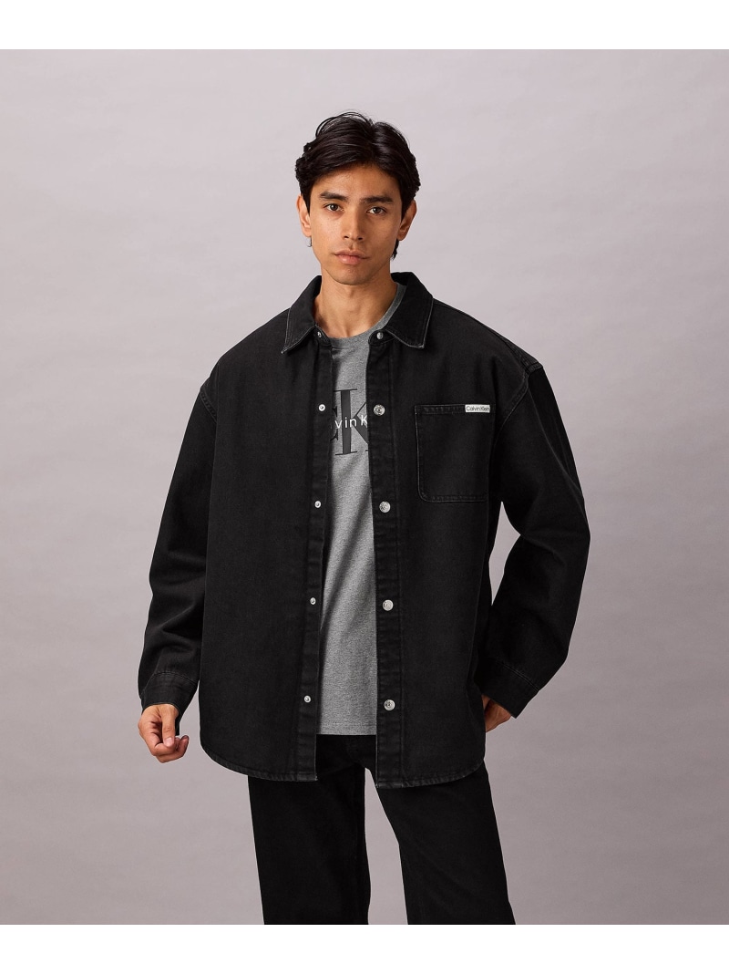 Calvin Klein Jeans Calvin Klein Jeans/(M)【公式ショップ】 カルバンクライン デニムシャツ - ラックデニムキルトオーバーシャツ Calvin Klein Jeans 4RE762G カルバン・クライン ジャケット・アウター デニムジャケット ブラック【送料無料】