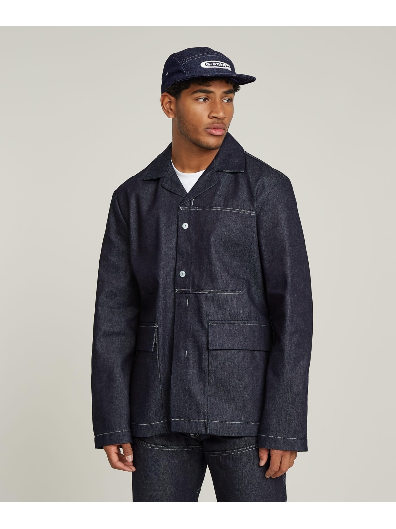 【SALE/50%OFF】G-Star RAW 【公式ショップ】MARSEILLE BLAZER/ミリタリーディテールデニムブレザー/デニムジャケット ジースターロゥ ジャケット・アウター デニムジャケット ネイビー【RBA_E】【送料無料】| Fashion Men