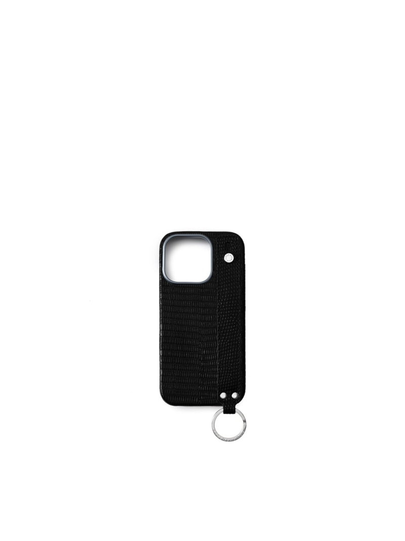BONAVENTURA (iPhone 16 Pro) ハンドル付き バックカバーケース リザードエンボスレザー ボナベンチュラ スマホグッズ・オーディオ機器 スマホ・タブレット・PCケース/カバー ブラック【送料無料】| Fashion Men