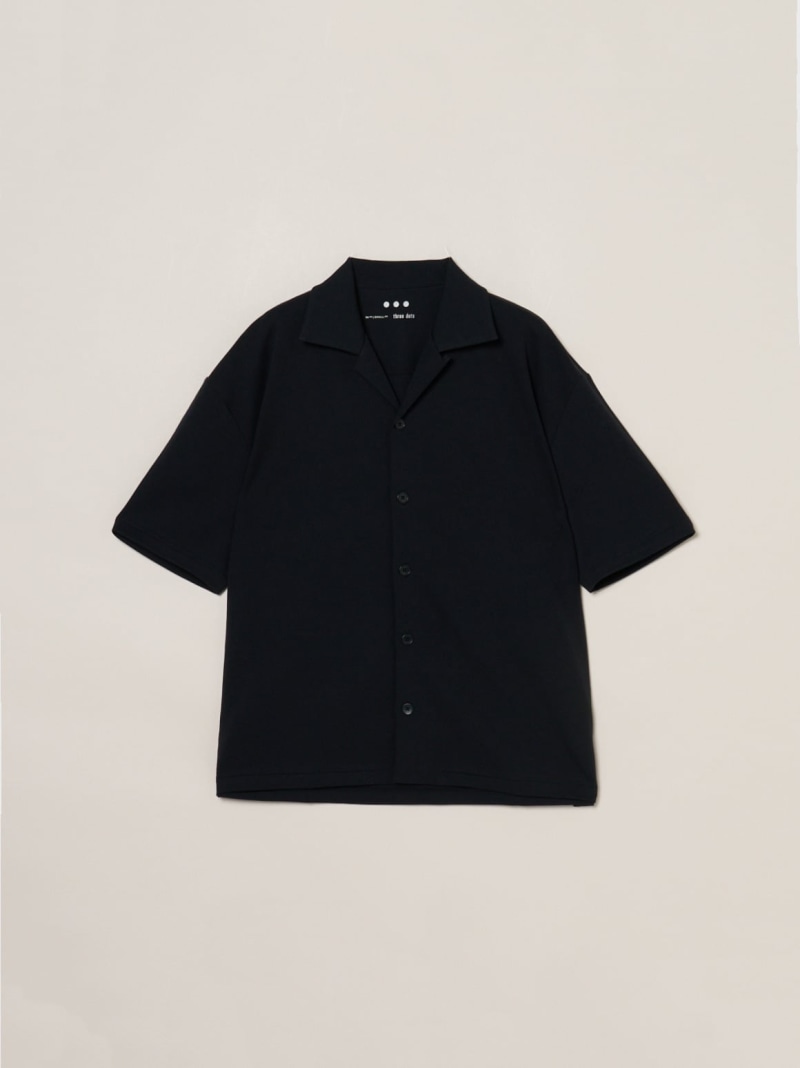 three dots Men's double-knit supima s/s shirt スリードッツ トップス シャツ・ブラウス ブラック グリーン【送料無料】| Fashion Men