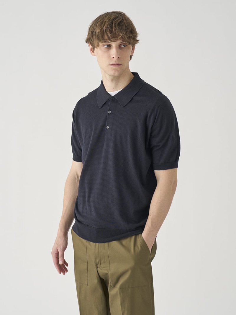 【SALE／40%OFF】JOHN SMEDLEY [Anglo Indian Gauze]マイクロボーダーニットポロシャツ ｜ ELVINS ｜ 30G EASY FIT ジョンスメドレー トップス 編み物【RBA_E】【貨物輸送無料】