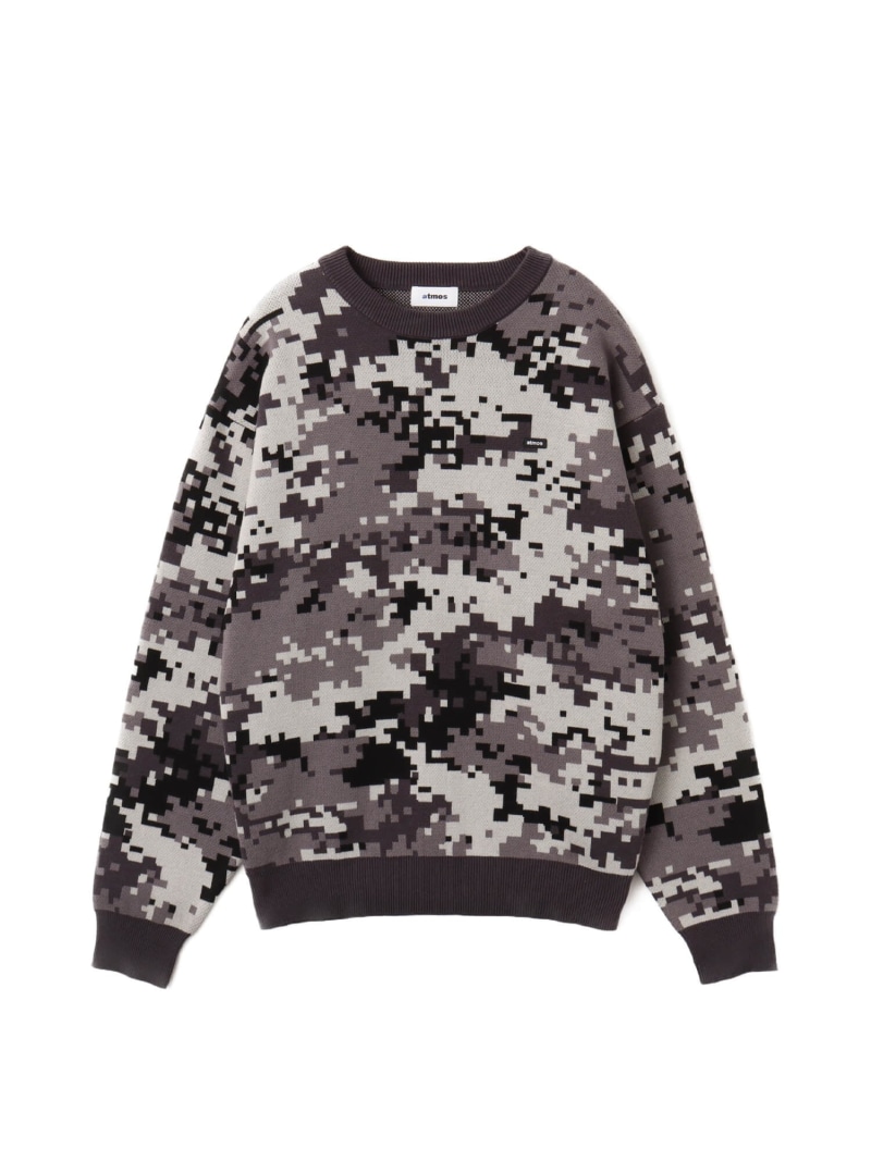 atmos atmos Small Logo Patch  Knit Sweater CAMOUFLAGE BLACK アトモス トップス 編み物【貨物輸送無料】