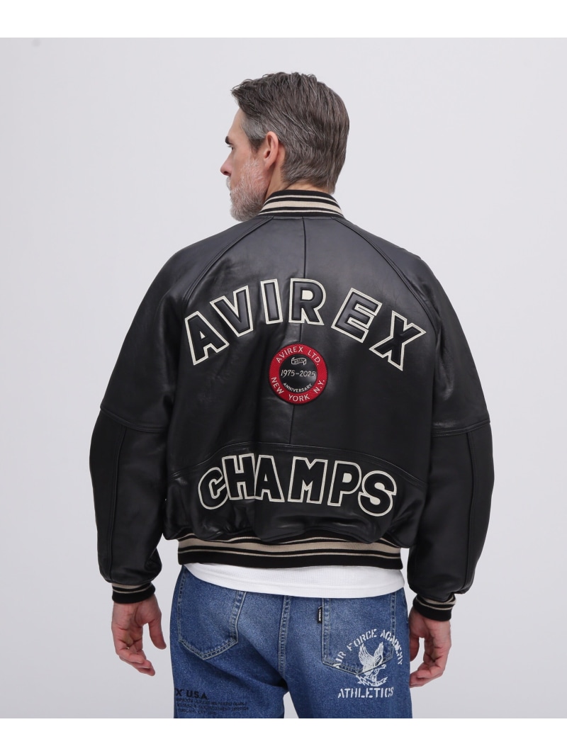 AVIREX 《50th Anniversary》VARSITY JACKET / バーシティ ジャケット / AVIREX / アヴィレックス アヴィレックス ジャケット・アウター ライダースジャケット ブラック【送料無料】| Fashion Men