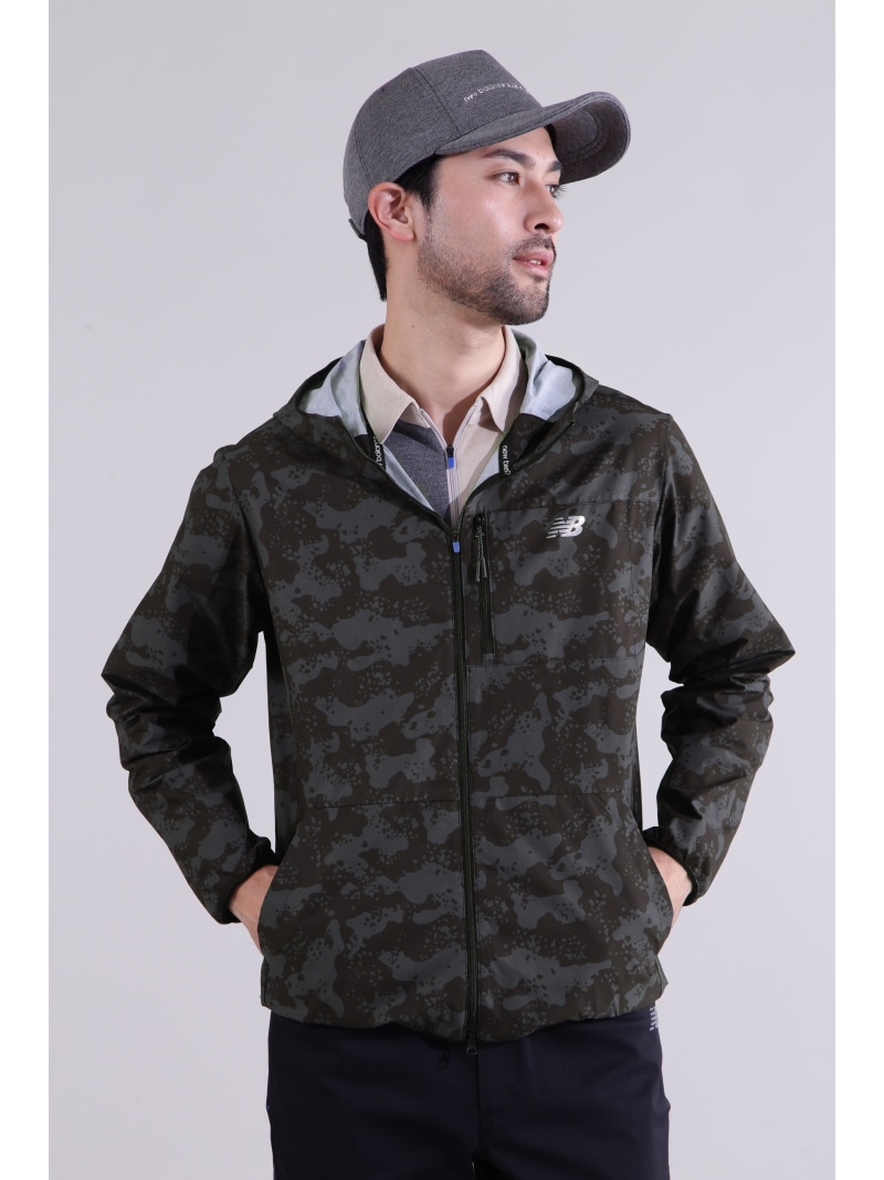 【SALE/60%OFF】New Balance Golf デザートカモ パッカブル ウインド ジップ フーディー (MENS) ニューバランスゴルフ ジャケット・アウター ブルゾン・ジャンパー グレー ブラック【RBA_E】【送料無料】| Fashion Men
