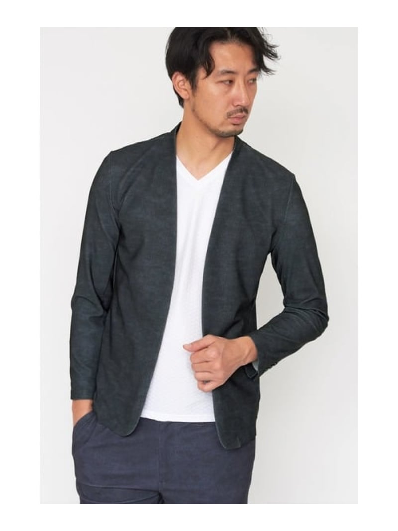 HIGH STREET HIGH STREET∴トリコットメッシュメランジノーカラージャケット トルネードマート トップス カットソー・Tシャツ ブラック ネイビー グレー【送料無料】 22,330円