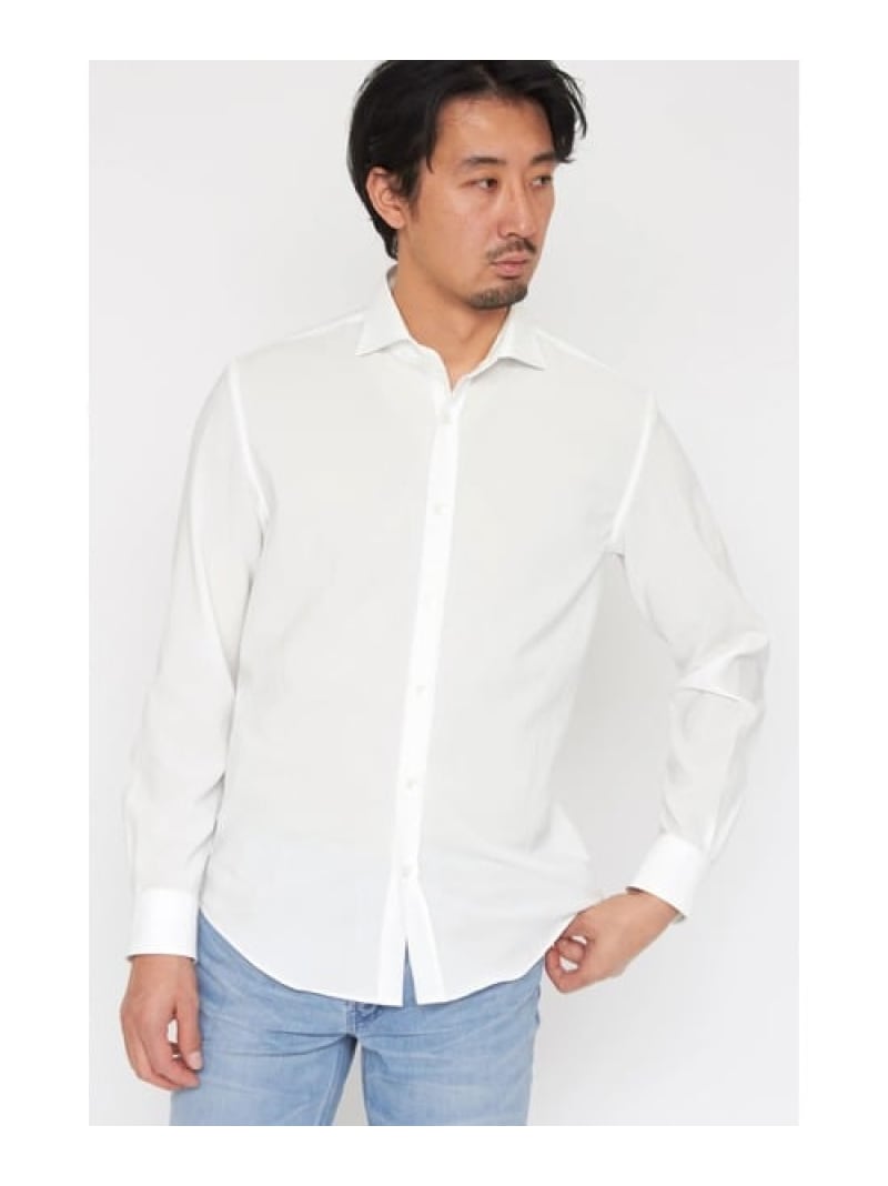 HIGH STREET HIGH STREET∴シック&シンドライストレッチカッタウェイシャツ トルネードマート トップス シャツ・ブラウス ネイビー ベージュ ホワイト【送料無料】