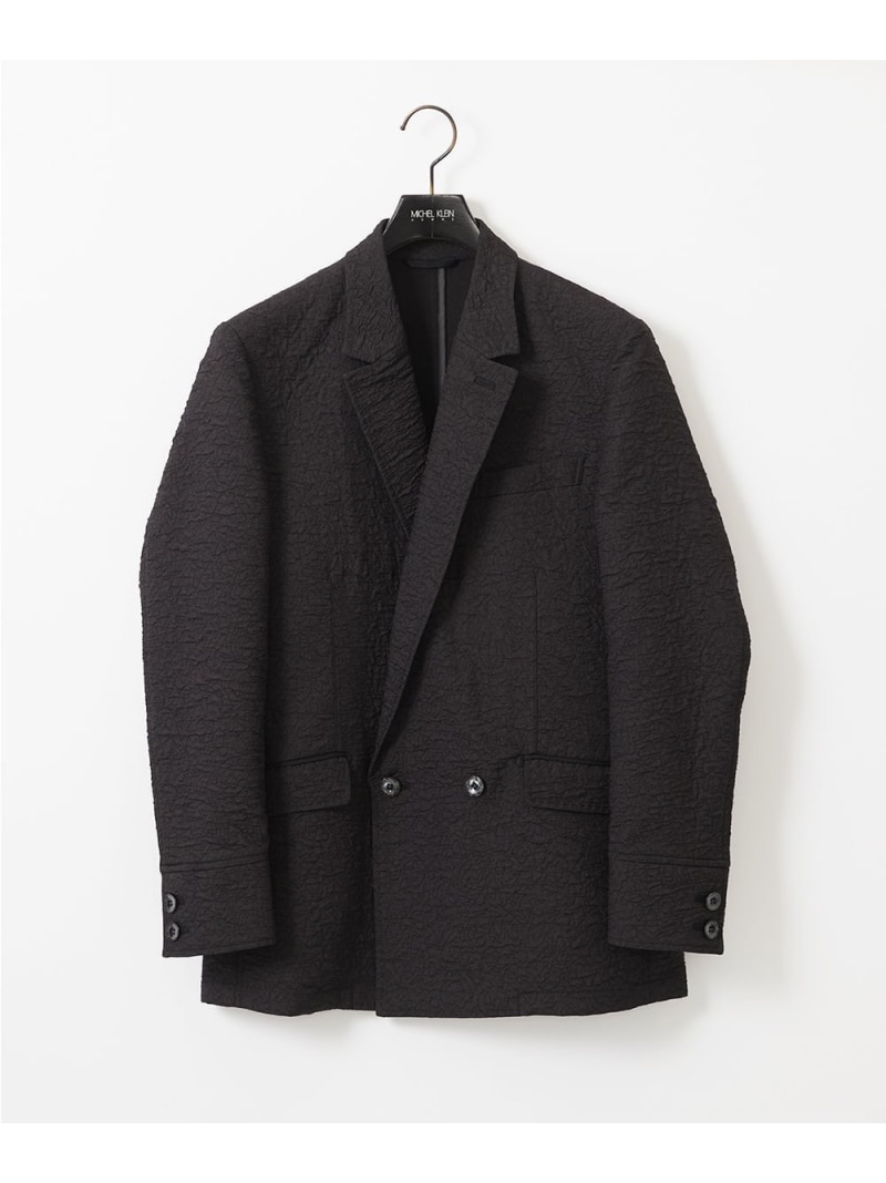 【SALE／50%OFF】MICHEL KLEIN HOMME 【セットアップ】ジャガードダブルジャケット ミッシェルクランオム ジャケット・アウター テーラードジャケット・ブレザー ブラック【RBA_E】【送料無料】