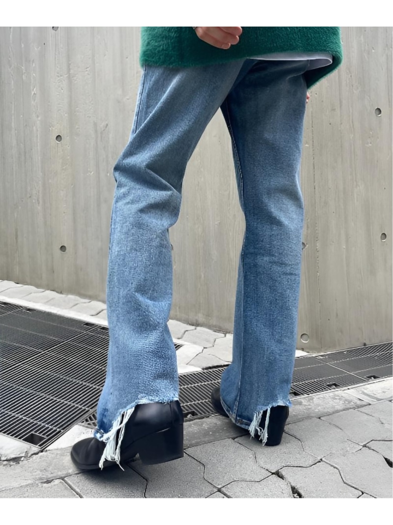 Chikashitsu + 【Chikashitsu +】flare damage denim pants ネバーマインドザエックスユー/チカシツプラス パンツ ジーンズ・デニムパンツ ブルー ブラック【送料無料】| Fashion Men