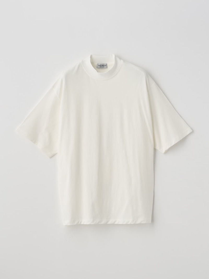 JOHN SMEDLEY 綿織物 オーバーサイズモックネックプルオーバー｜UTS952 ジョンスメドレー トップス カットソー・プルオーバー 白いこと【貨物輸送無料】