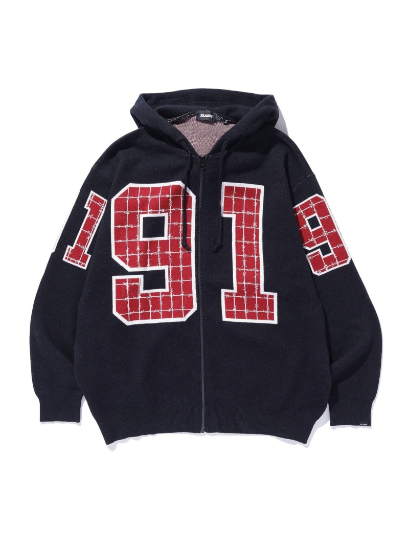 XLARGE JACQUARD BARBED WIRE ZIP KNIT エクストララージ トップス 編み物 薄墨色 黒いこと 赤銅色【貨物輸送無料】 トップス-ニット・セーター-メンズファッション