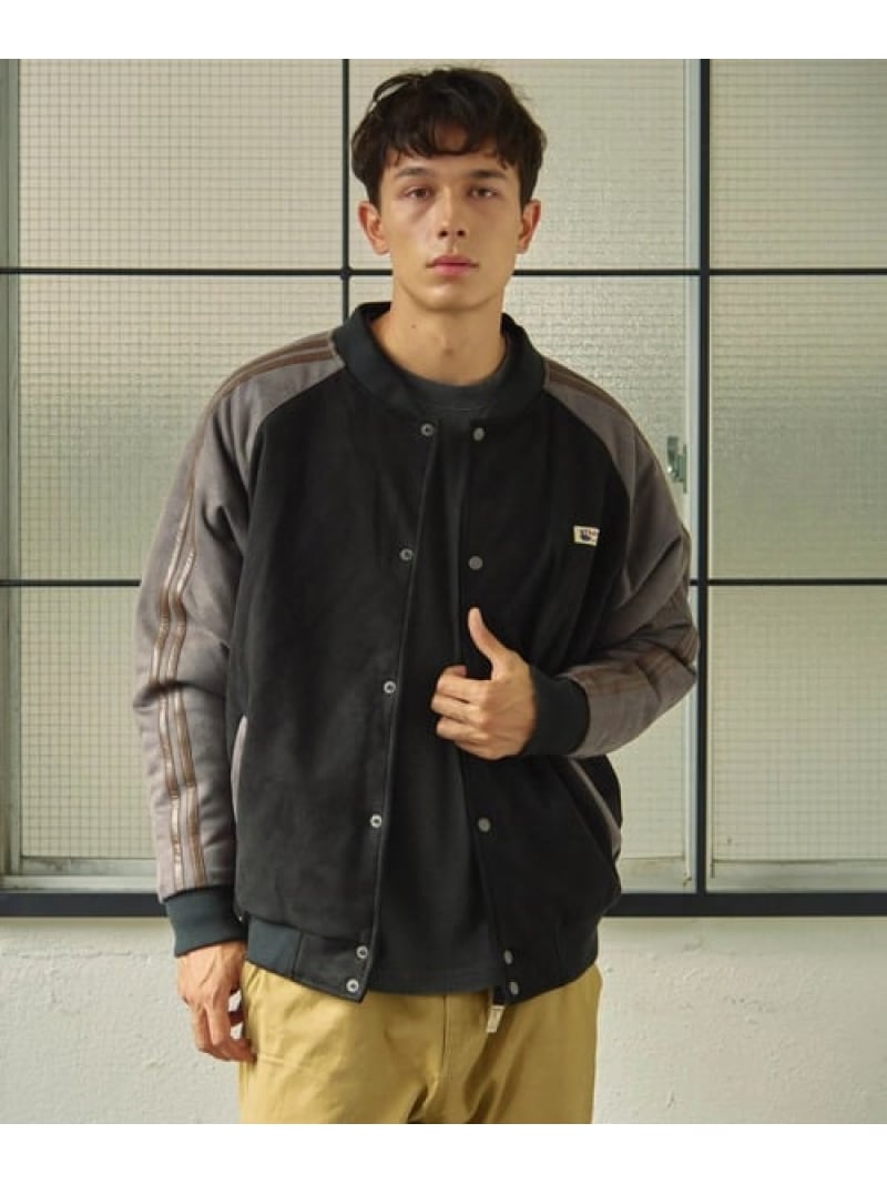 【SALE/30%OFF】Duckster DUCKSTER/ダックスター スエード/レザー調コンビ スタジアムジャケット (MENS) ゴースローキャラバン ジャケット・アウター ダウンジャケット・ダウンベスト ブラック ベージュ グリーン【RBA_E】【送料無料】| Fashion Men