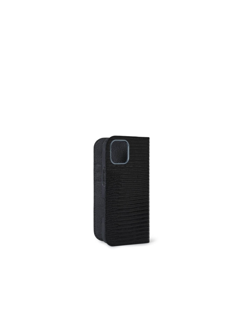 BONAVENTURA (iPhone 15) ダイアリーケース リザードエンボスレザー ボナベンチュラ スマホグッズ・オーディオ機器 スマホ・タブレット・PCケース/カバー ブラック【送料無料】| Fashion Men