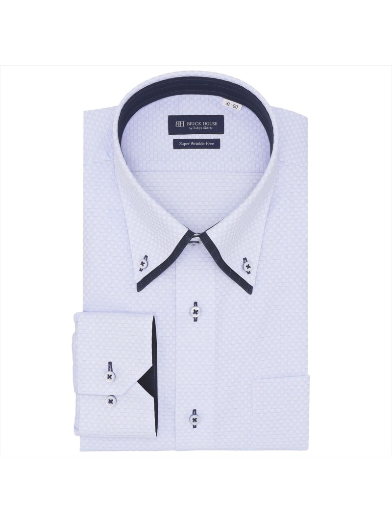 BRICK HOUSE by Tokyo Shirts 【超形態安定・大きいサイズ】 ボタンダウン 長袖 形態安定 ワイシャツ BM01K104AB13B3V-10 トーキョーシャツ スーツ・フォーマル Yシャツ・カッターシャツ ブルー【送料無料】