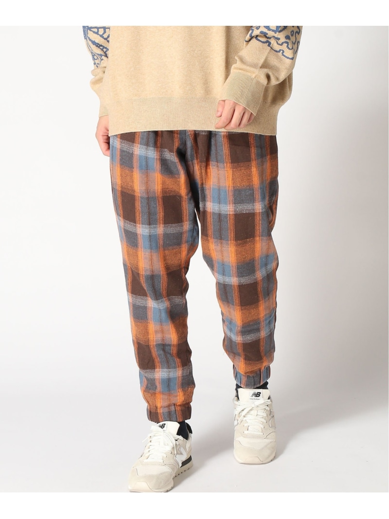 gym master gym master/(U)リバーシブルチェックテーパードパンツ ジムマスター パンツ その他のパンツ オレンジ ベージュ【送料無料】