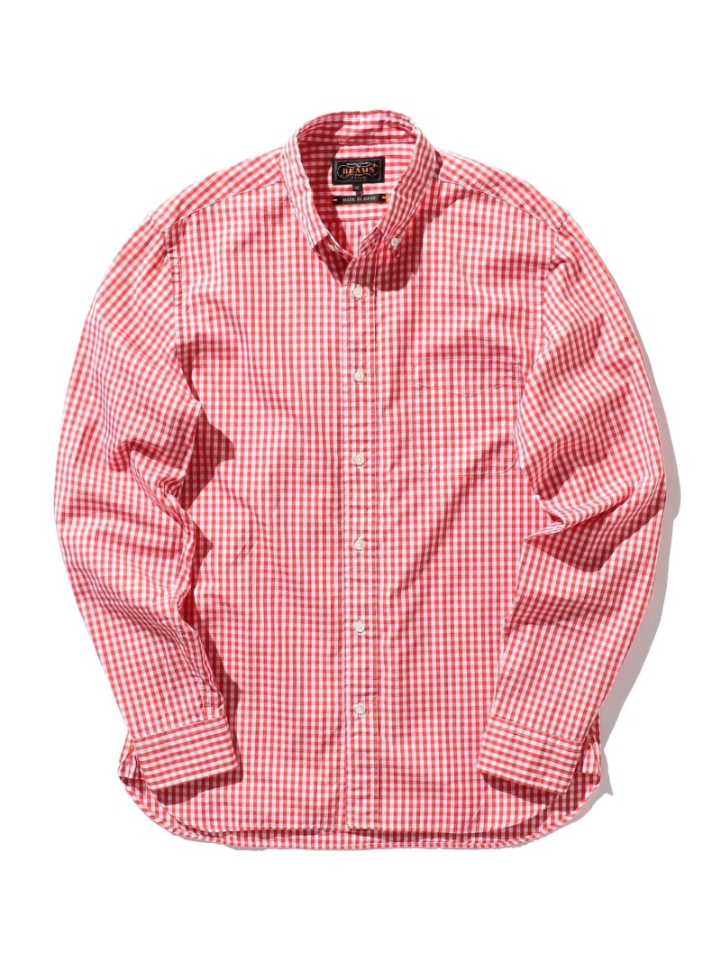 Beams Men ボタンダウンシャツ Plus ブロード ギンガムチェック ビームス