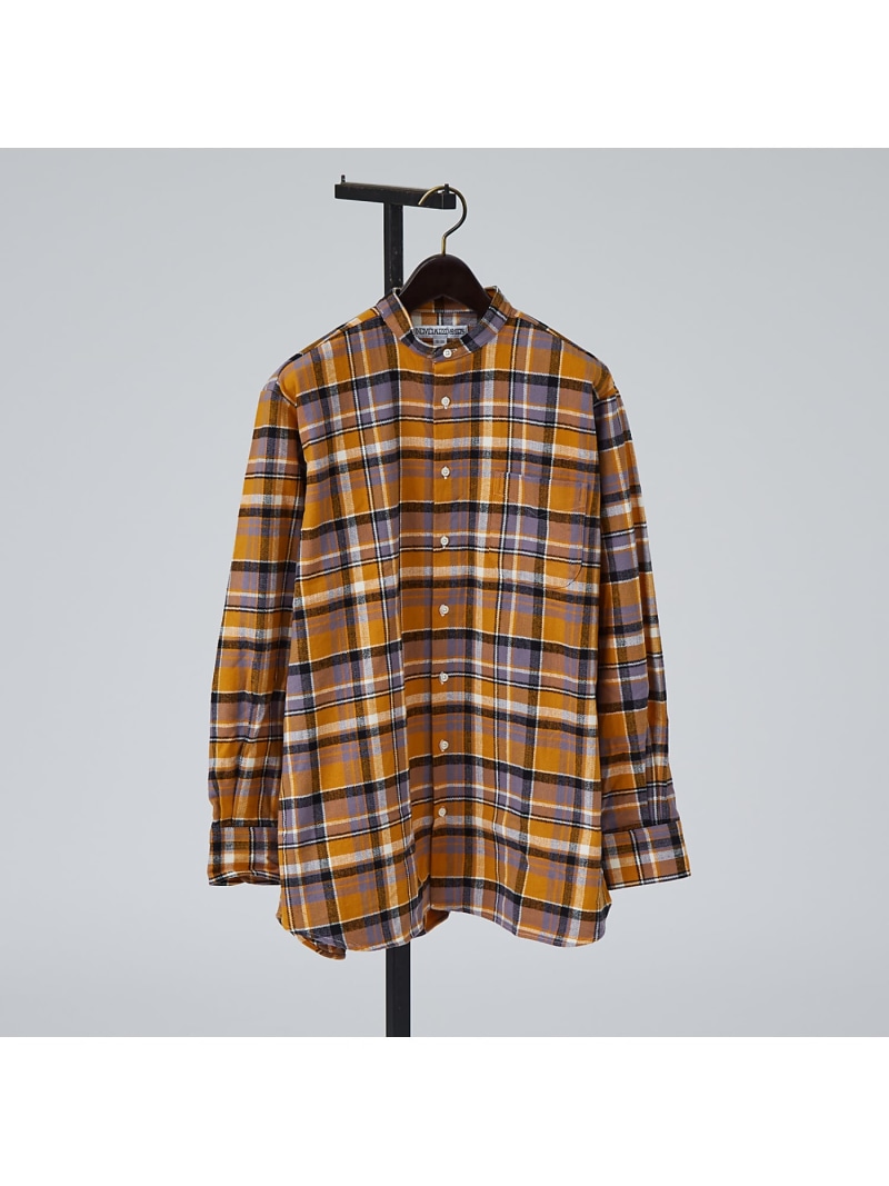 【SALE／30%OFF】ABAHOUSE LASTWORD 【別注】Individualized shirts / ネルチェック バンドカラ アバハウス トップス シャツ・ブラウス グリーン オレンジ【RBA_E】【送料無料】｜ Fashion Men