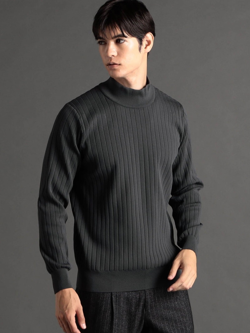 MONSIEUR NICOLE ワイドリブ モックネックニット ニコル トップス ニット グレー ブラック パープル【送料無料】| Fashion Men