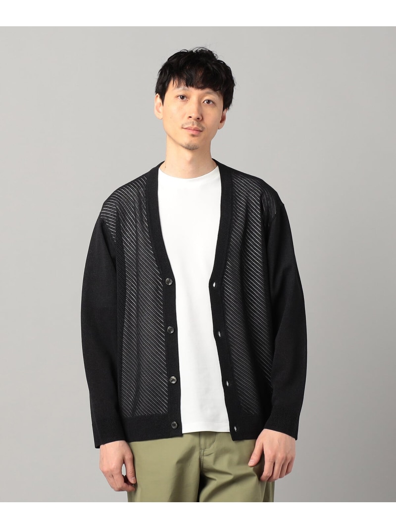 【SALE／40%OFF】COMME CA MEN ペーパーヤーン透かし編み カーディガン コムサメン トップス カーディガン グレー ブラック ホワイト【RBA_E】【送料無料】