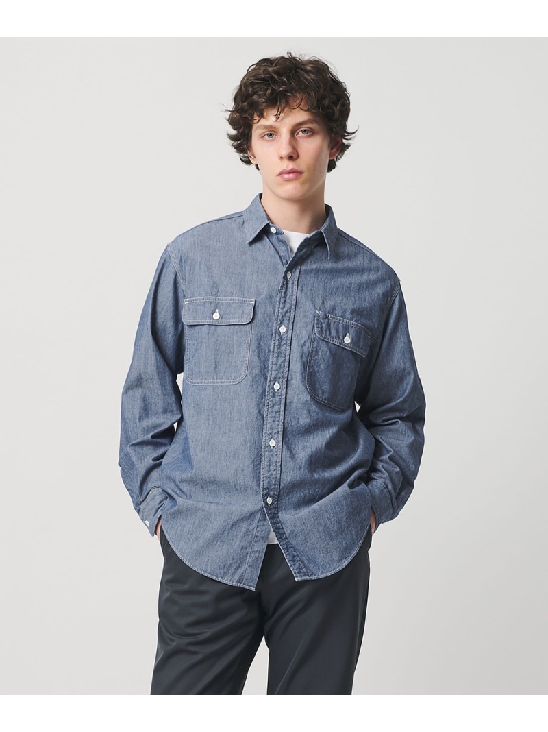 UNITED ARROWS シオタ スビンシャンブレー ワークシャツ「SLOW & 」 ユナイテッドアローズ トップス シャツ・ブラウス ブルー【送料無料】