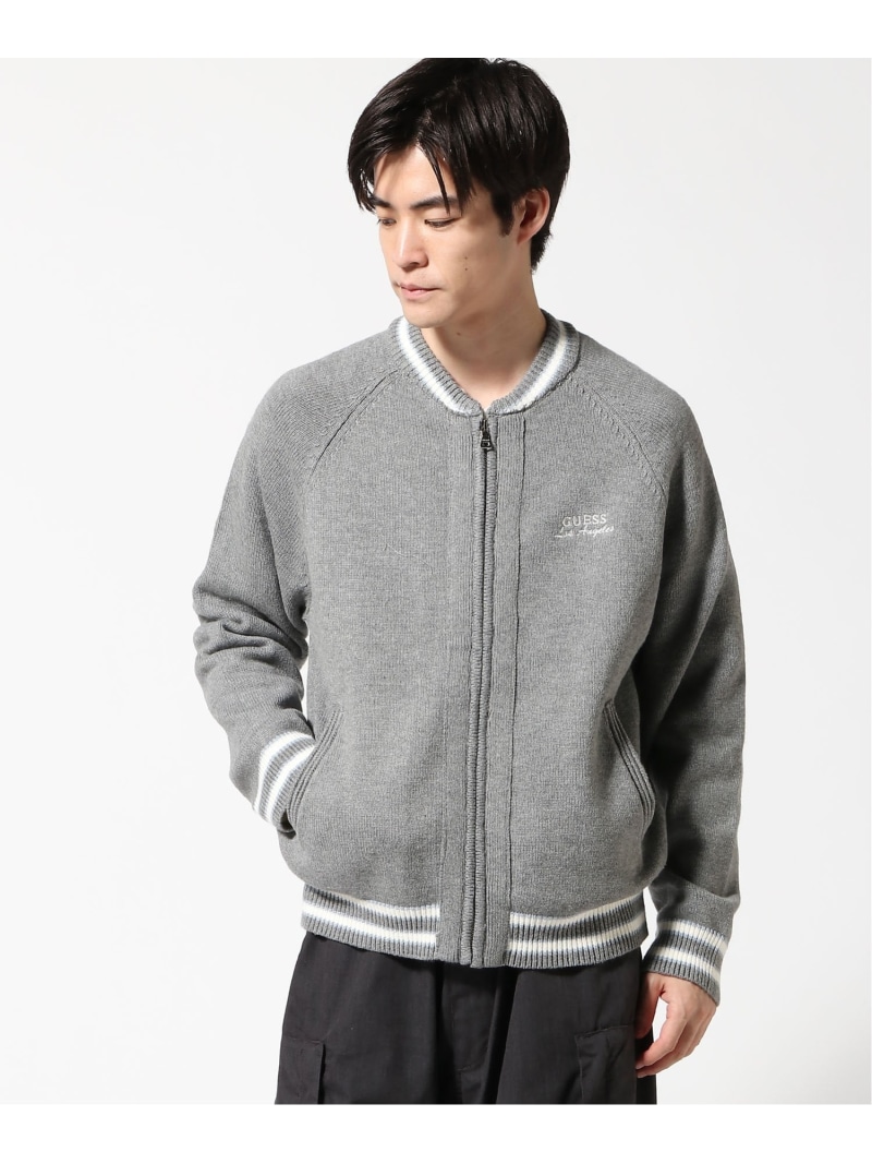 【SALE／41%OFF】GUESS GUESS ジャケット ブルゾン(U)Zip-Up Cardigan Sweater ゲス トップス カーディガン ネイビー グレー【RBA_E】【送料無料】