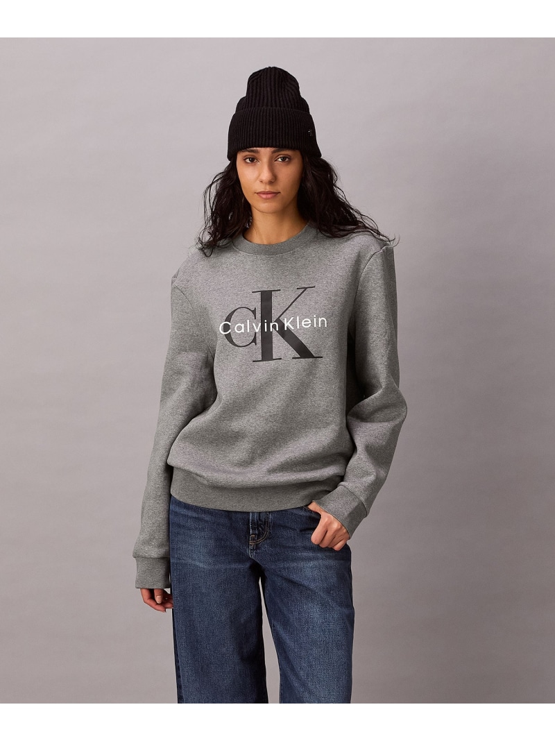 Calvin Klein Jeans Calvin Klein Jeans/(M)【堅苦しさ販売店】 カルバンクライン 流汗 - モノグラムロゴクルーネックスウェットプルオーバー Calvin Klein Jeans 4RD274G カルバン・クライン トップス スウェット・トレーナー 黒いこと 薄墨色【貨物輸送無料】