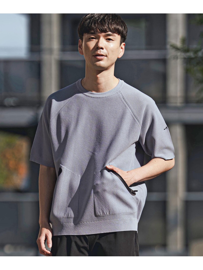 CALL&RESPONSE mn3211- 止水ポケット半袖ニットPO カンビオ トップス ニット ネイビー グレー【送料無料】| Fashion Men