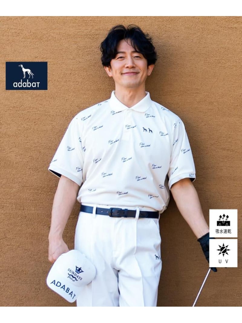 【SALE／20%OFF】adabat UVカット/吸水速乾 櫻井貴史 adabatNAVYコラボバーディーポロシャツ アダバット トップス ポロシャツ ホワイト ネイビー【RBA_E】【送料無料】
