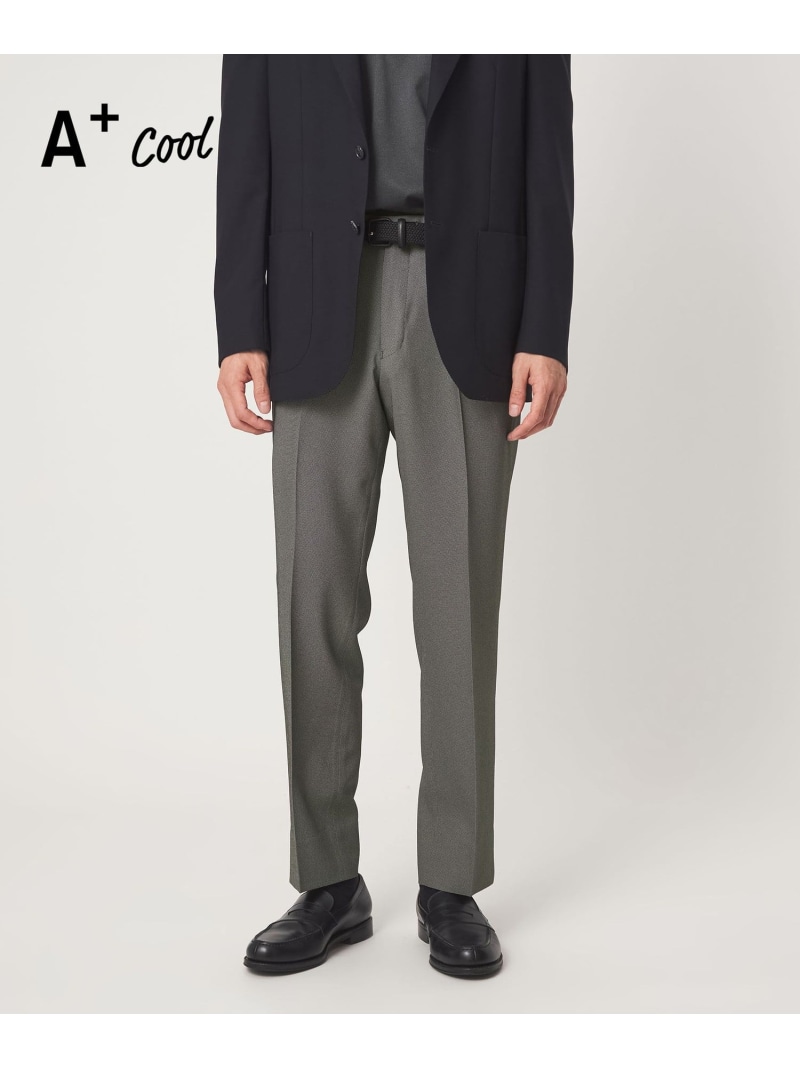 UNITED ARROWS green label relaxing A+ COOL ポリエステル バーズアイ スタンダード アジャスター NP スラックス -ウォッシャブル・ストレッチ・接触冷感・吸水速乾- ユナイテッドアローズ グリーンレーベルリラクシング パンツ スラックス・ドレスパンツ グレ【送料無料】