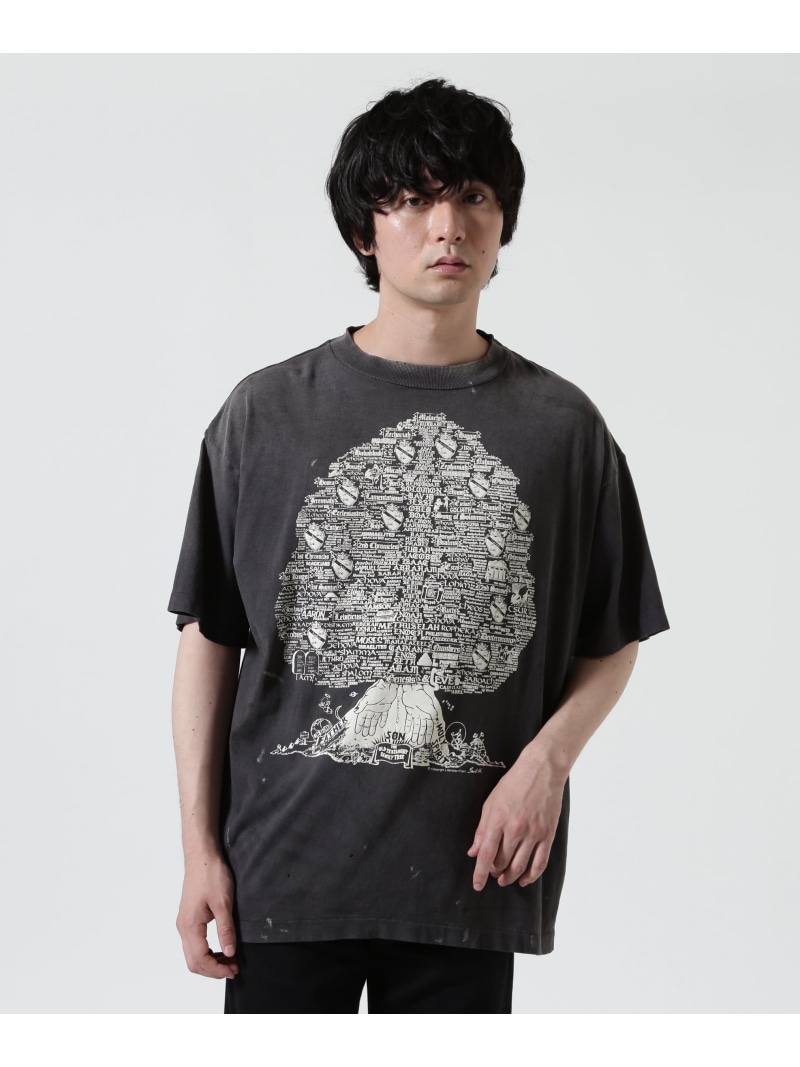ROYAL FLASH SAINT MICHAEL/セントマイケル/SS T-SHIRT/TREE/BLACK ロイヤル閃光電球 トップス カットソー・プルオーバー 黒いこと【貨物輸送無料】