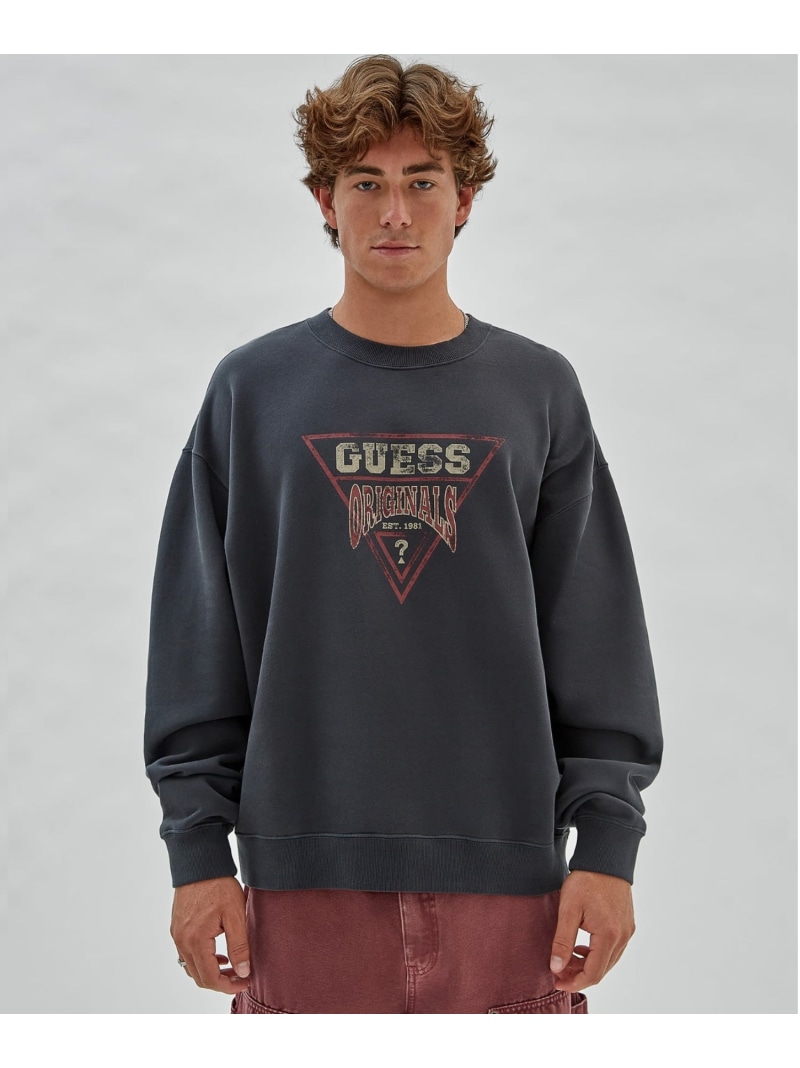 【SALE／60%OFF】GUESS GUESS スウェット (M)Vintage Dev Sweatshirt ゲス トップス スウェット・トレーナー ブラック ホワイト【RBA_E】【送料無料】