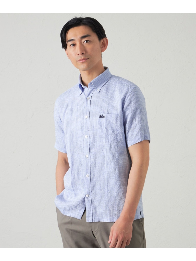 【SALE/45%OFF】BAKER STREET 麻サッカーシャツ(2L・3Lあり) ベイカー・ストリート トップス シャツ・ブラウス イエロー ブルー ピンク【RBA_E】【送料無料】| Fashion Men