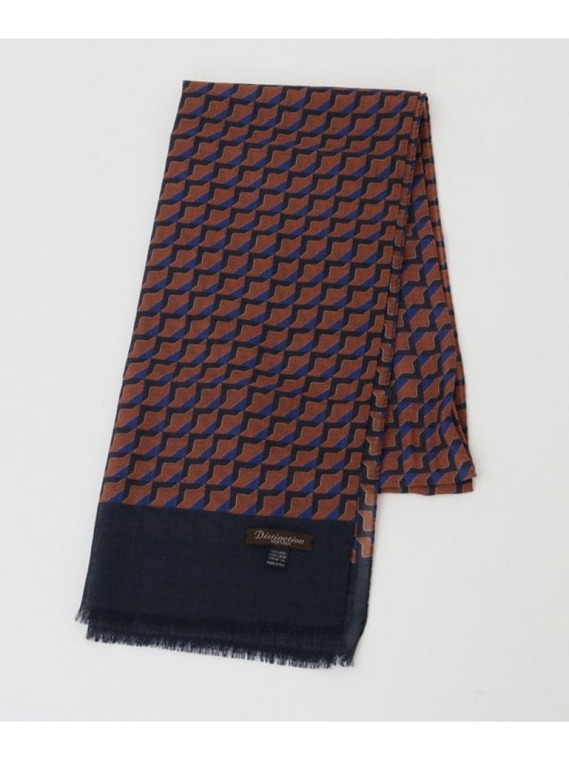 MEN BIGI ウール幾何学柄ストール made in italy メンズ ビギ ファッション雑貨 マフラー・ストール・ネックウォーマー ブラウン ネイビー【送料無料】