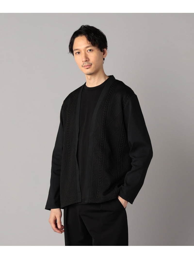 【SALE／51%OFF】COMME CA MEN ケーブルコンビ ハッピカーディガン コムサメン トップス カーディガン グレー ブラック【RBA_E】【送料無料】