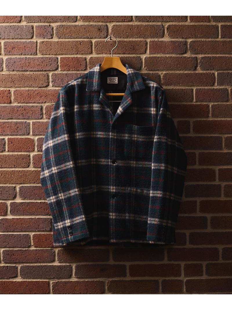 【SALE／40%OFF】SHIPS MEN SHIPS: AUTHENTIC シャギー ネル シャツ ジャケット シップス ジャケット・アウター カバーオール・ワークジャケット ネイビー グリーン【RBA_E】【送料無料】