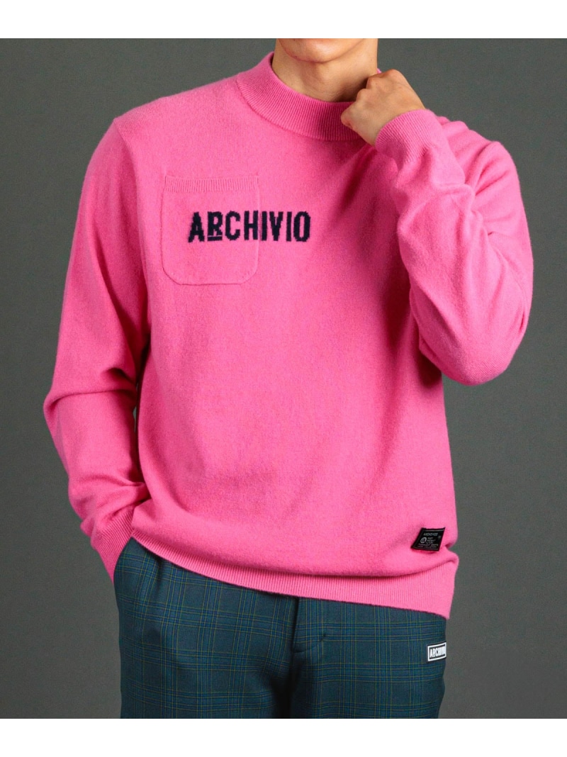 【SALE／40%OFF】ARCHIVIO 【アルチビオ堅苦しさ】【メンズ】カシミール100%ロゴポケットニット アルチビオ トップス 編み物 黄色 さくら色 米国海軍 薄墨色【RBA_E】【貨物輸送無料】