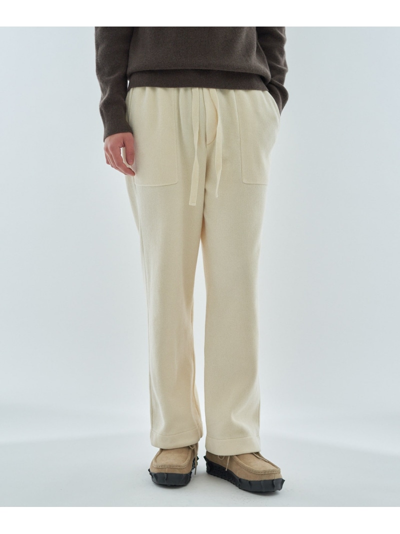 ESTNATION ESTNATION / カシミヤタッチ イージーワイドパンツ エストネーション パンツ ジャージ・スウェットパンツ ホワイト ネイビー【送料無料】