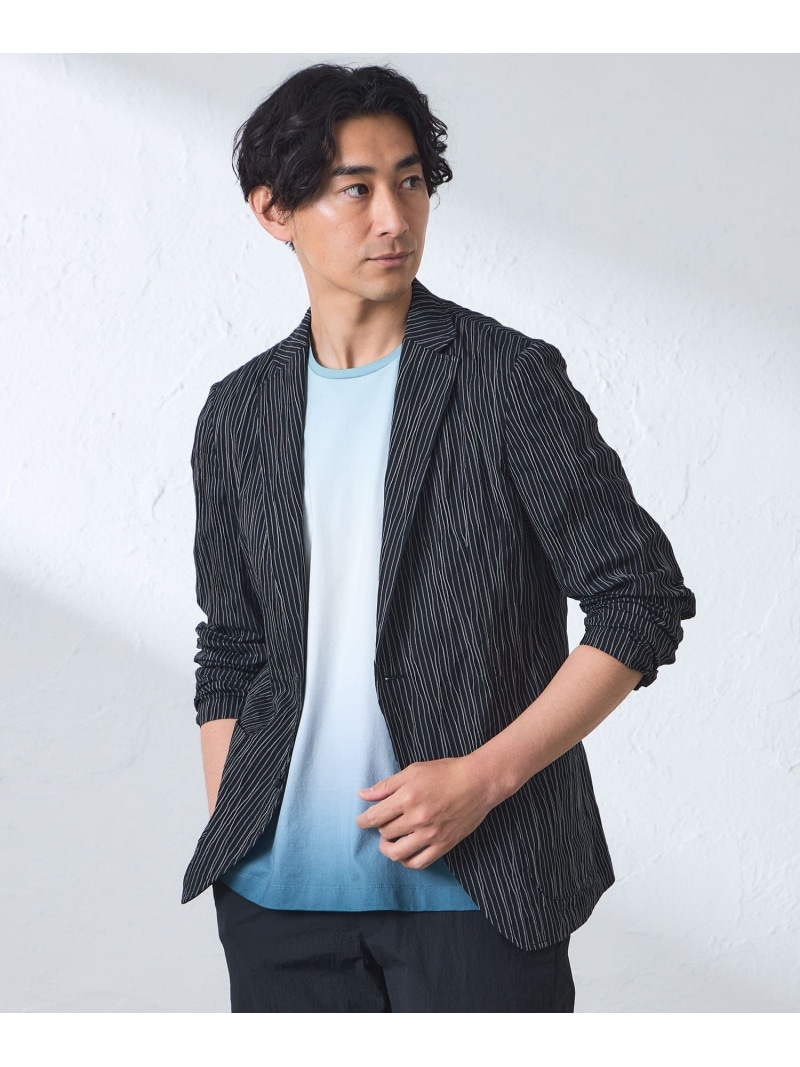 【SALE/60%OFF】BAKER STREET ミックスコットンタックドビーストライプジャケット ベイカー・ストリート ジャケット・アウター テーラードジャケット・ブレザー ブラック【RBA_E】【送料無料】